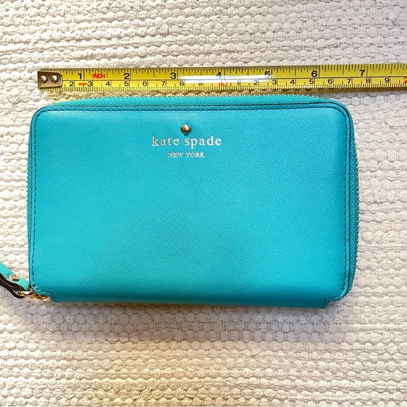 Kate Spade Zip Wristlet Wallet Purse Turquoise - Picture 6 of 8